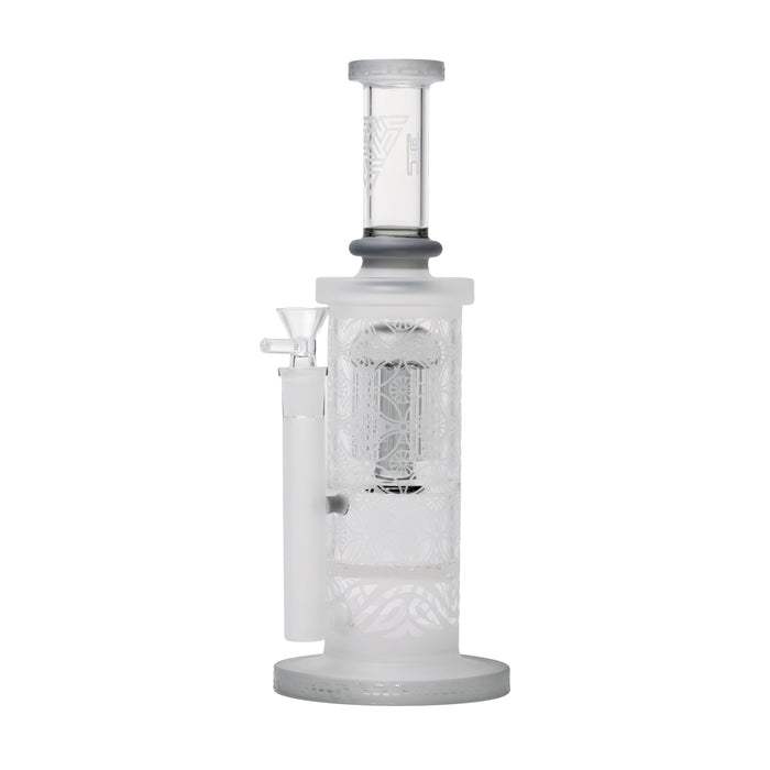 12" Double Perc Sacred Sandblasted Glass Water Pipe