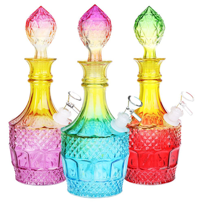 12" Vintage Decanter Ombre Glass Water Pipe - Liquor Style