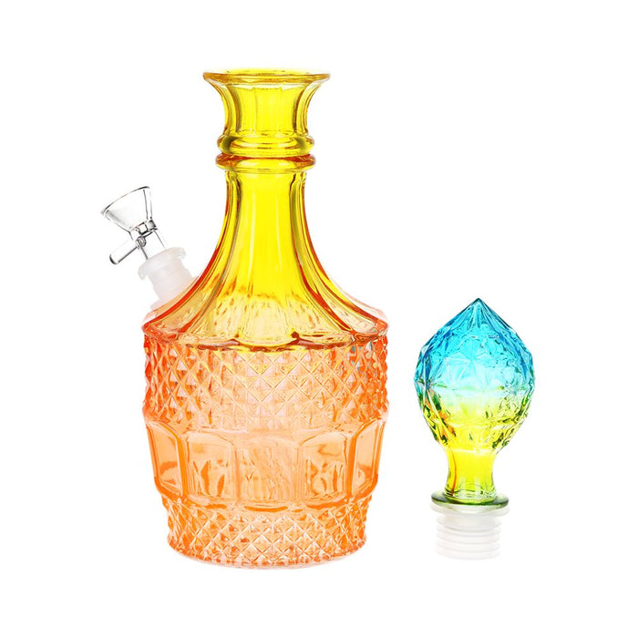 12" Vintage Decanter Ombre Glass Water Pipe - Liquor Style