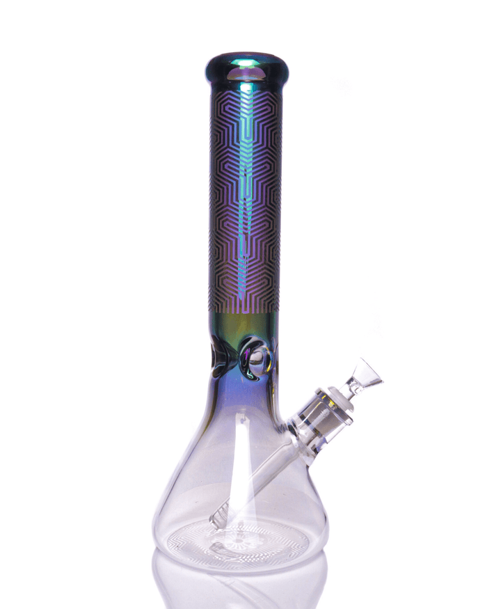 14" Rainbow Etched Beaker Bong WorldofBongs
