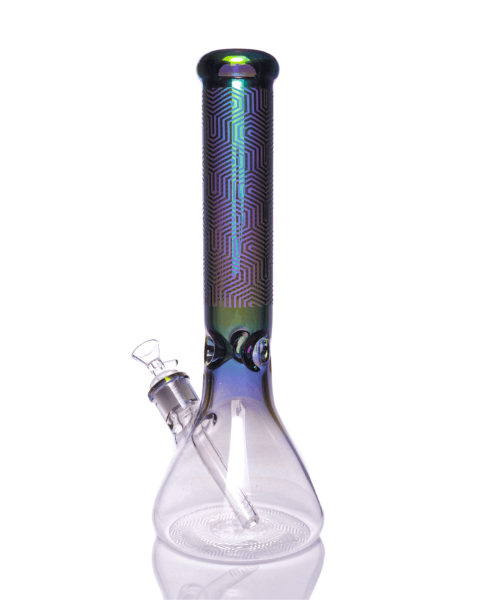14" Rainbow Etched Beaker Bong WorldofBongs