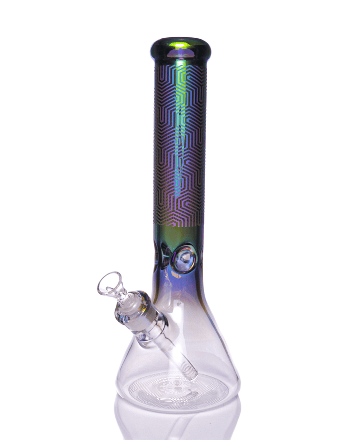 14" Rainbow Etched Beaker Bong WorldofBongs
