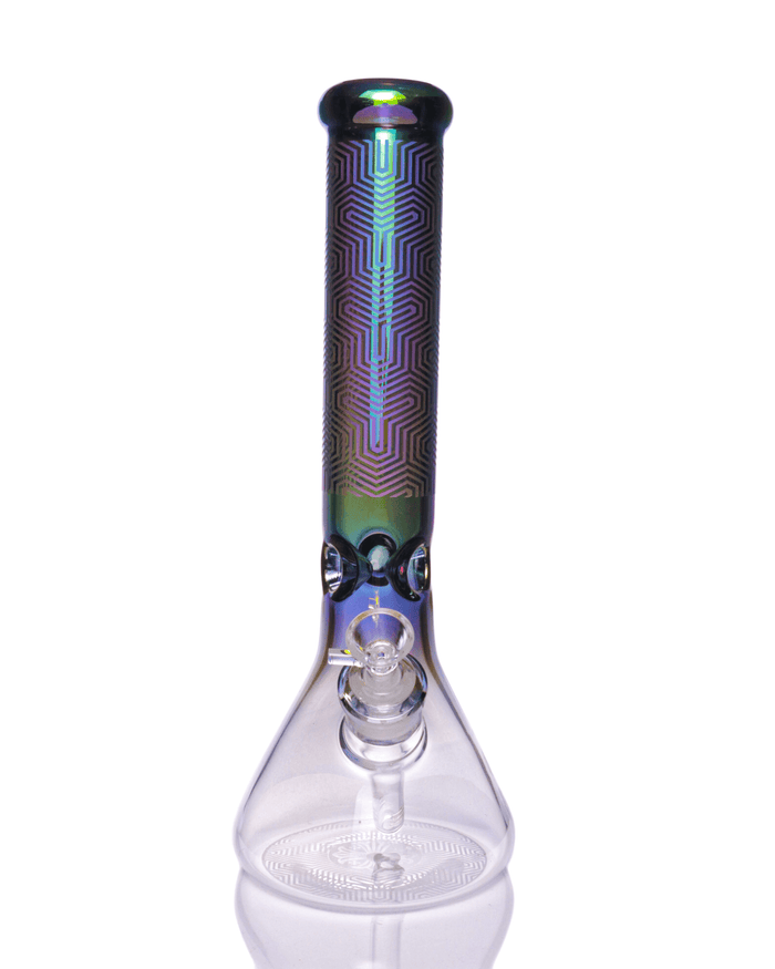 14" Rainbow Etched Beaker Bong WorldofBongs