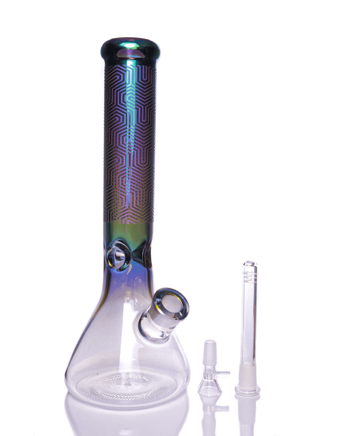 14" Rainbow Etched Beaker Bong WorldofBongs