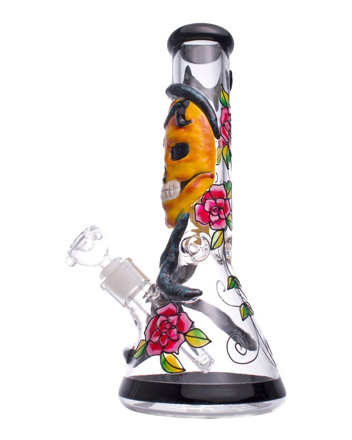 14” Skull n' Roses Beaker Bong WorldofBongs