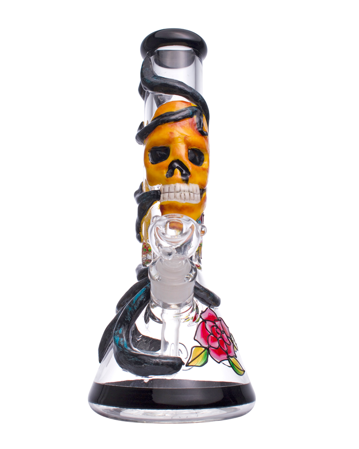 14” Skull n' Roses Beaker Bong WorldofBongs