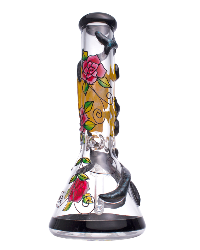 14” Skull n' Roses Beaker Bong WorldofBongs