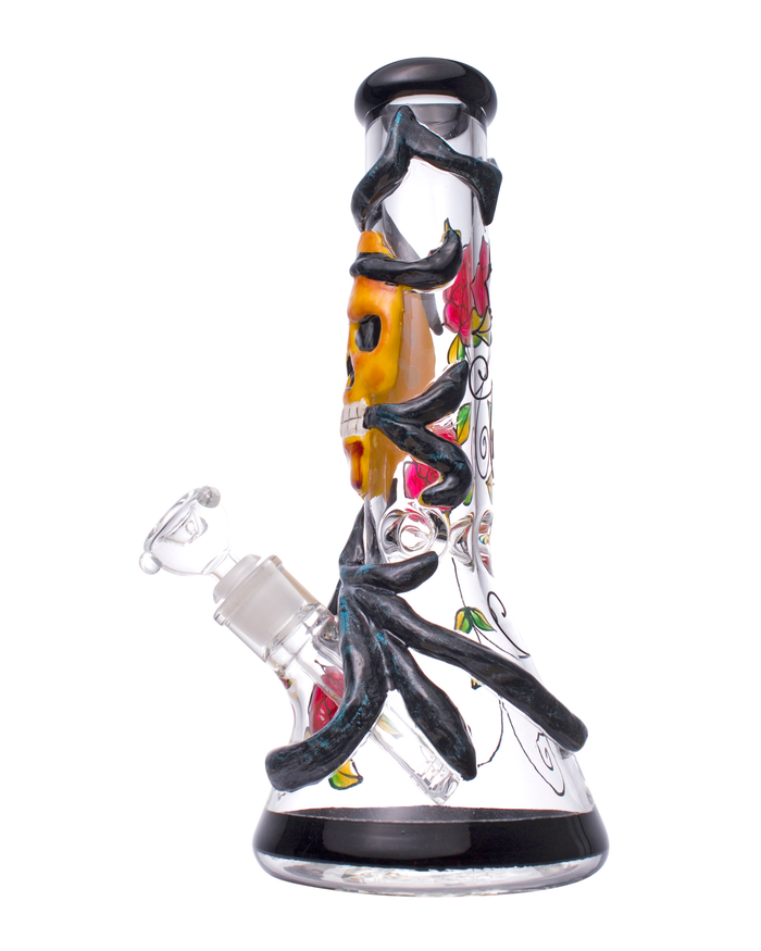 14” Skull n' Roses Beaker Bong WorldofBongs