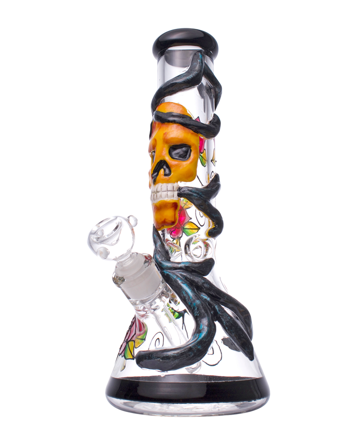 14” Skull n' Roses Beaker Bong WorldofBongs