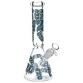 420 Clouds Glow In The Dark Beaker Glass Bong - 10"