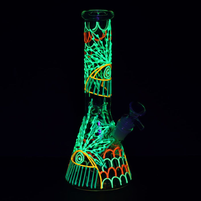 Glowing neon bong on a black background