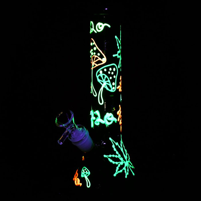 Glow in the dark leaf and mushroom bong