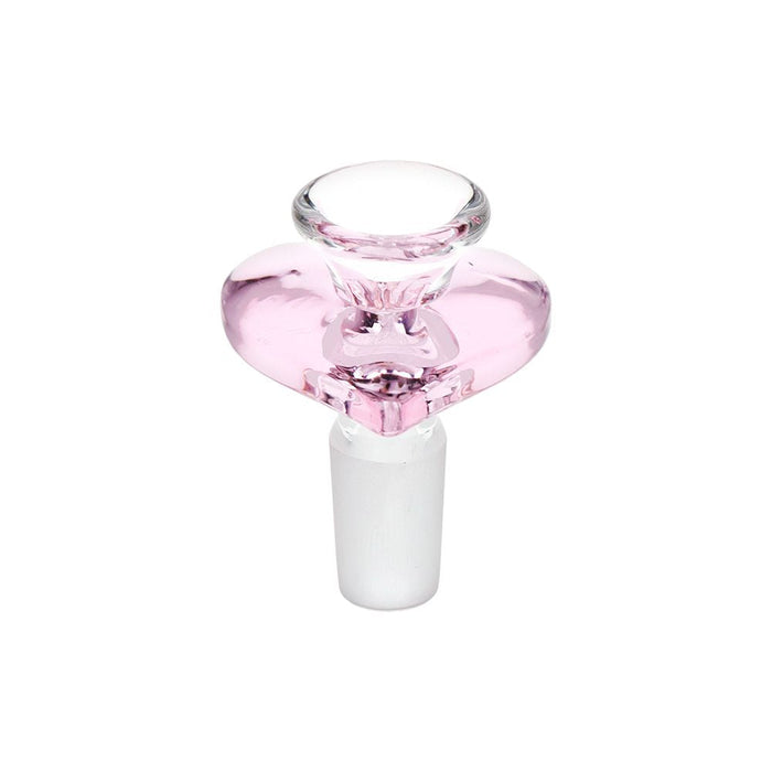 4CT BUNDLE - Pink Heart Glass Herb Bowl - 14mm Male