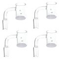 Four clear quartz banger water pipe necks arranged in a 2x2 grid on a white background.