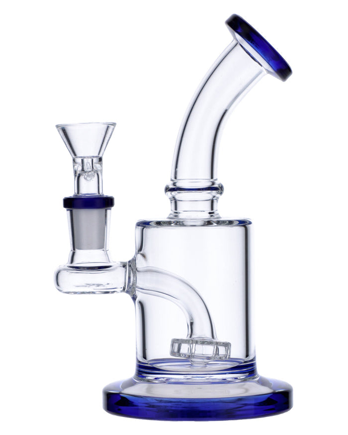 6” Bent Neck Matrix Perc Water Pipe - Blue Valiant