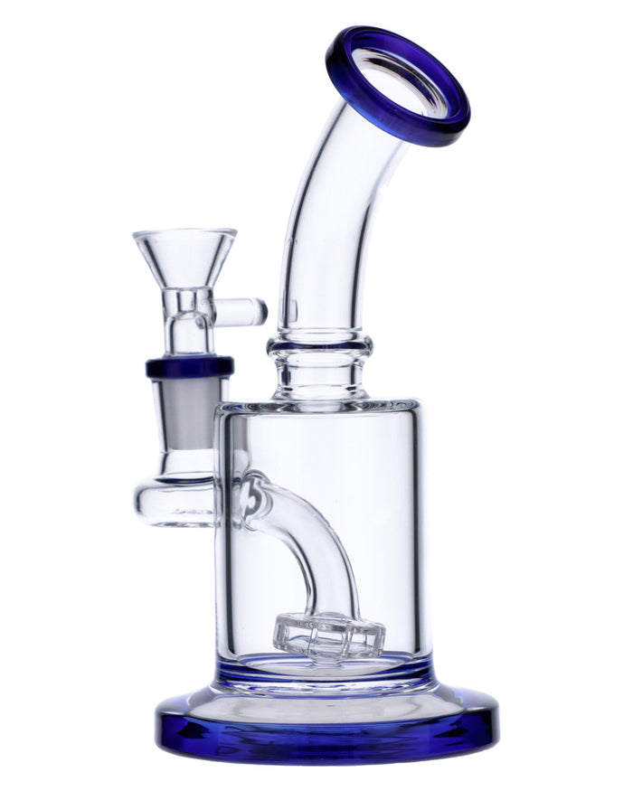 6” Bent Neck Matrix Perc Water Pipe - Blue Valiant