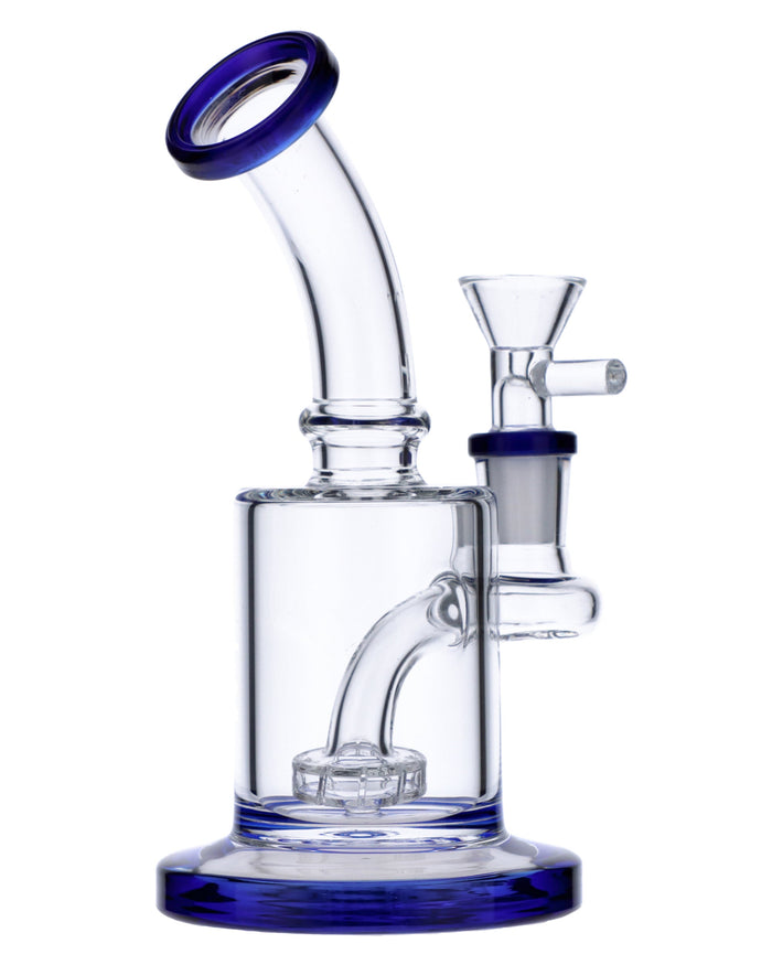 6” Bent Neck Matrix Perc Water Pipe - Blue Valiant
