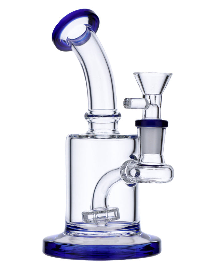 6” Bent Neck Matrix Perc Water Pipe - Blue Valiant