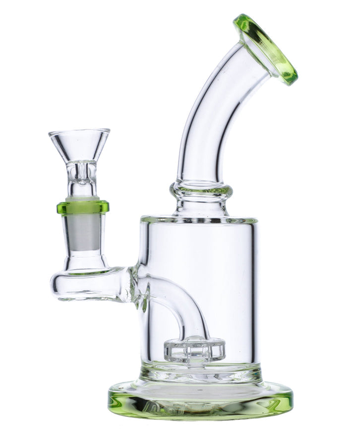 6” Bent Neck Matrix Perc Water Pipe - Light Green Valiant