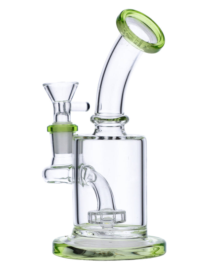 6” Bent Neck Matrix Perc Water Pipe - Light Green Valiant