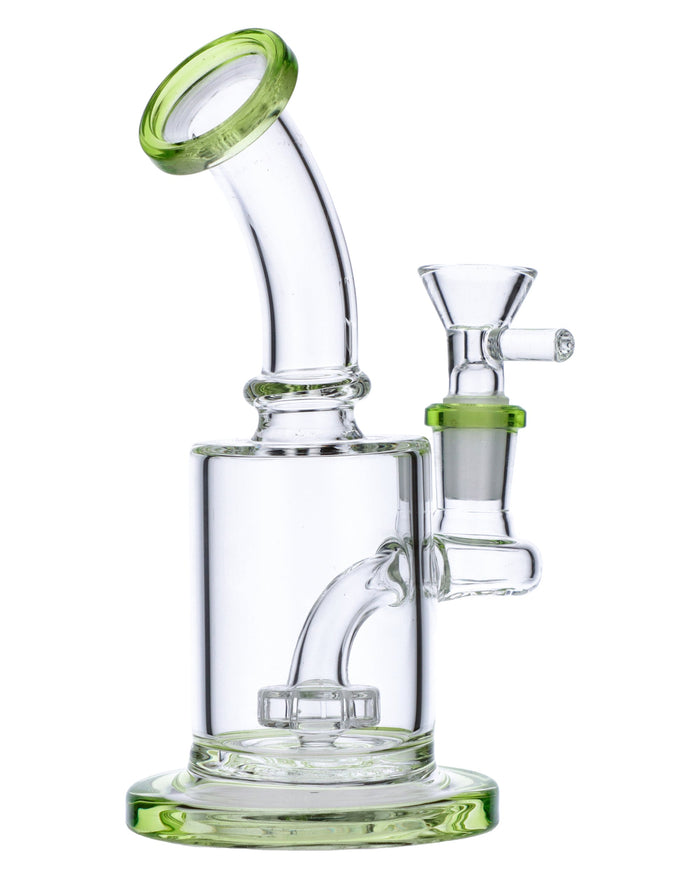 6” Bent Neck Matrix Perc Water Pipe - Light Green Valiant