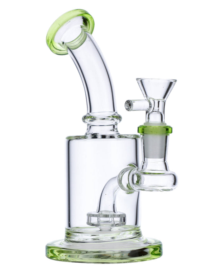 6” Bent Neck Matrix Perc Water Pipe - Light Green Valiant