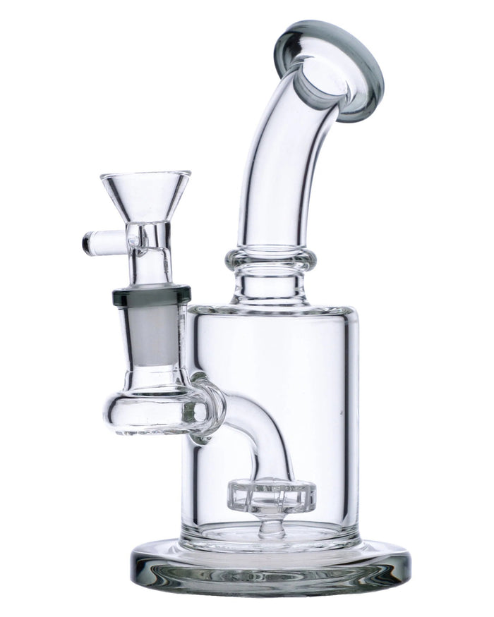 6” Bent Neck Matrix Perc Water Pipe - Transparent Black