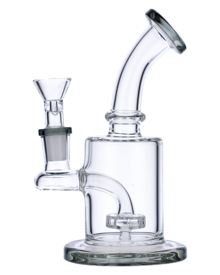 6” Bent Neck Matrix Perc Water Pipe - Transparent Black Valiant