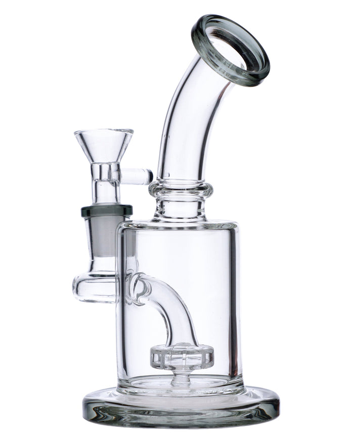 6” Bent Neck Matrix Perc Water Pipe - Transparent Black Valiant