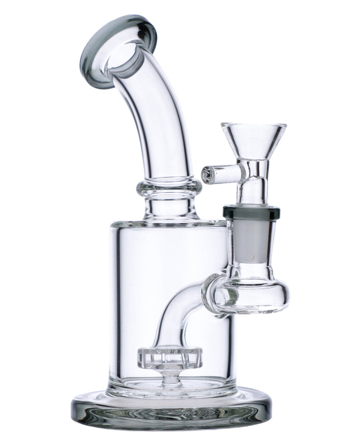 6” Bent Neck Matrix Perc Water Pipe - Transparent Black Valiant