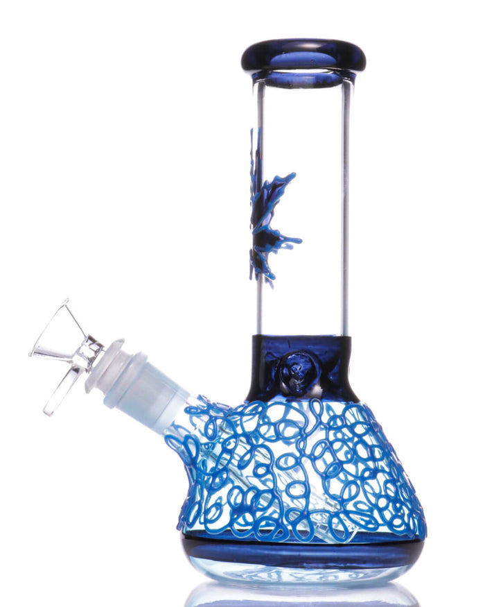 7.5'' Blue Leaf Beaker Bong - Glow In The Dark