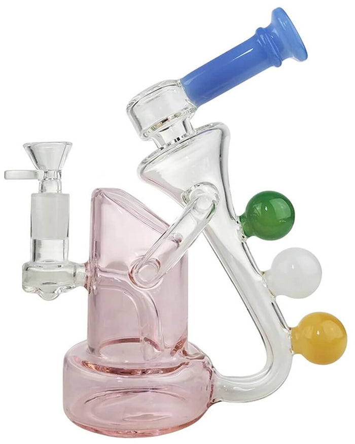8" Pink Triple Ball Horn Bong Rig w/ Banger WorldofBongs