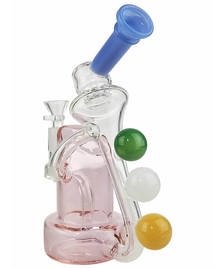 8" Pink Triple Ball Horn Bong Rig w/ Banger WorldofBongs