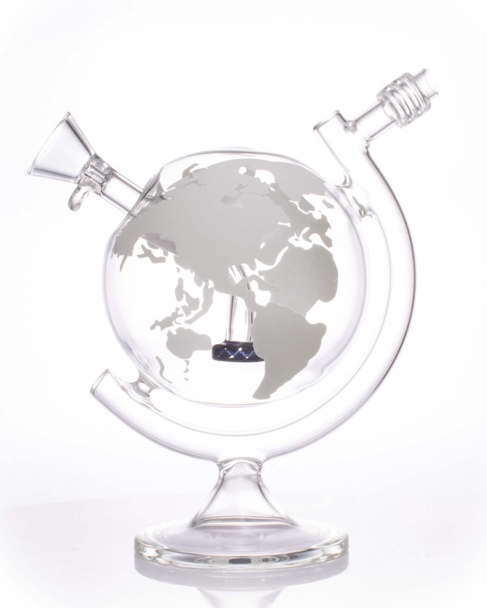 8" World Globe Bong - Glow In The Dark On Point Glass