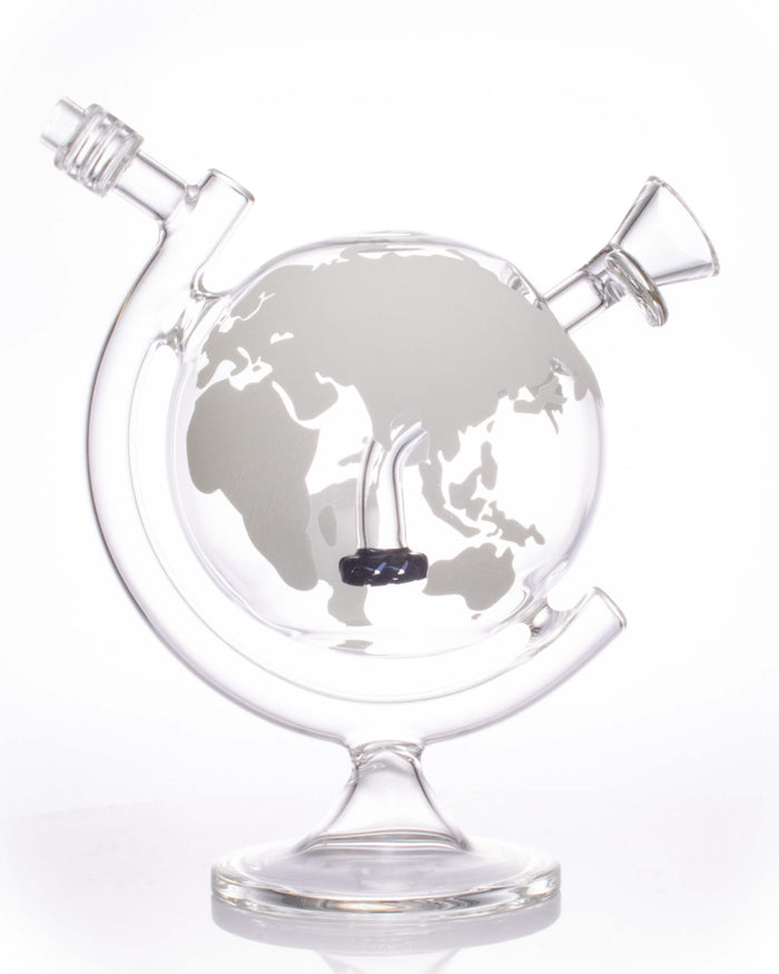 8" World Globe Bong - Glow In The Dark On Point Glass