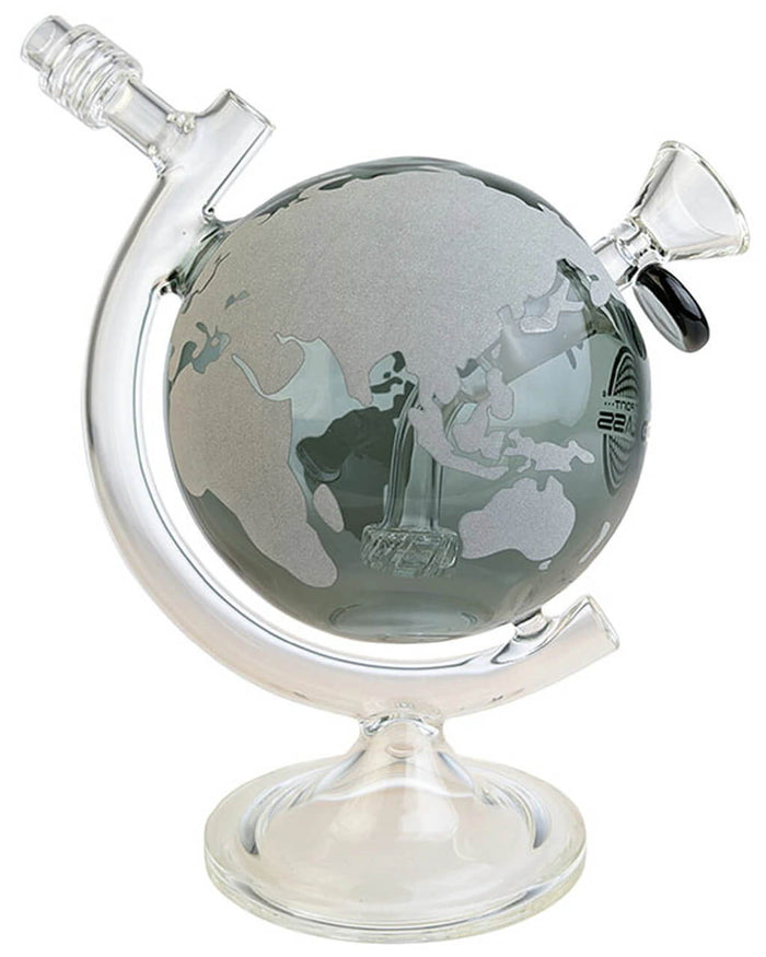 8" World Globe Bong - Glow In The Dark On Point Glass