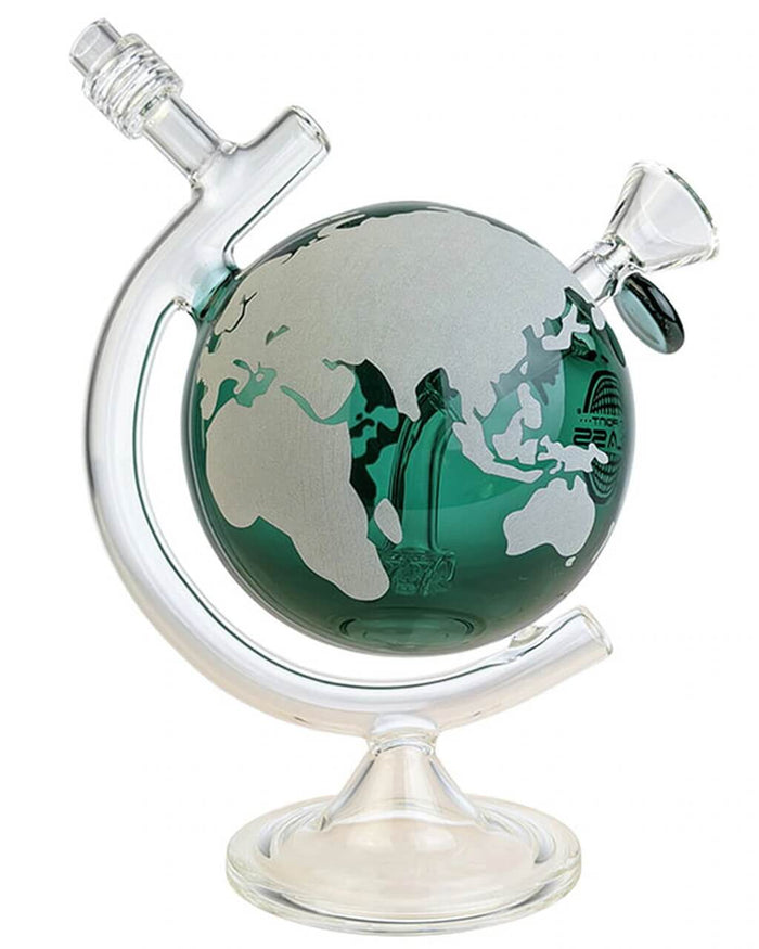 8" World Globe Bong - Glow In The Dark On Point Glass