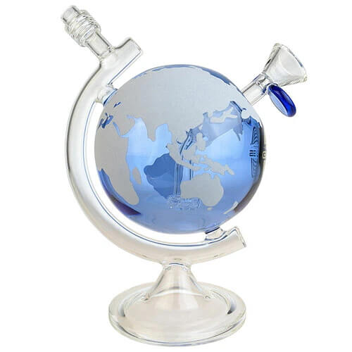 8" World Globe Bong - Glow In The Dark On Point Glass