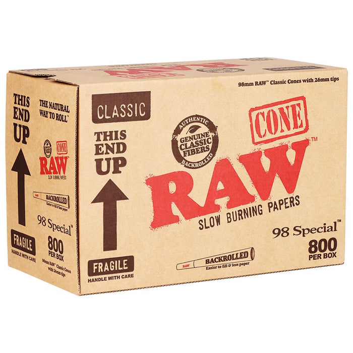 800PC BOX - RAW Classic 98 Special Cones - 4"