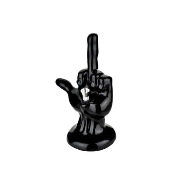 8.5“ of One-Fingered Salute Ceramic Water Pipe WorldofBongs