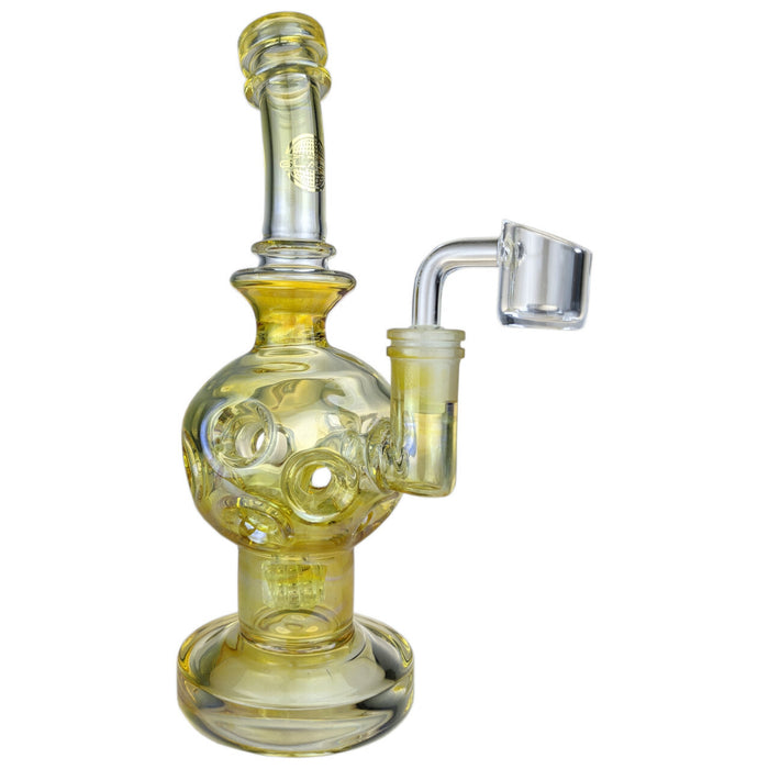 9" Gold Fumed Fabb Egg Matrix Perc Dab Rig On Point Glass