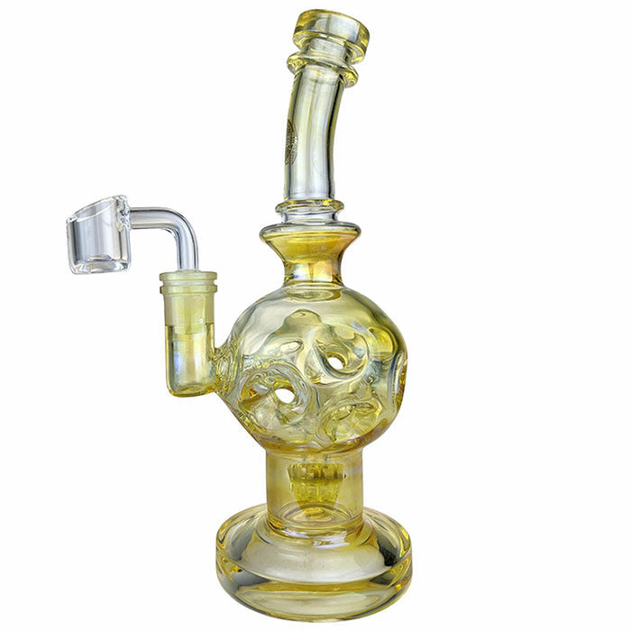 9" Gold Fumed Fabb Egg Matrix Perc Dab Rig On Point Glass