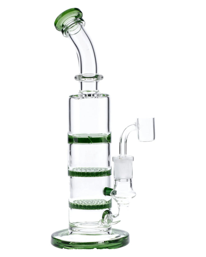 9.5” Bent Neck Dab Rig w/Triple Honeycomb Percolator