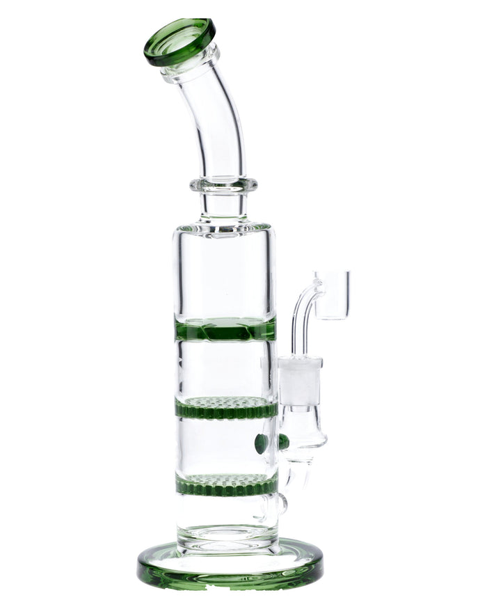 9.5” Bent Neck Dab Rig w/Triple Honeycomb Percolator Valiant
