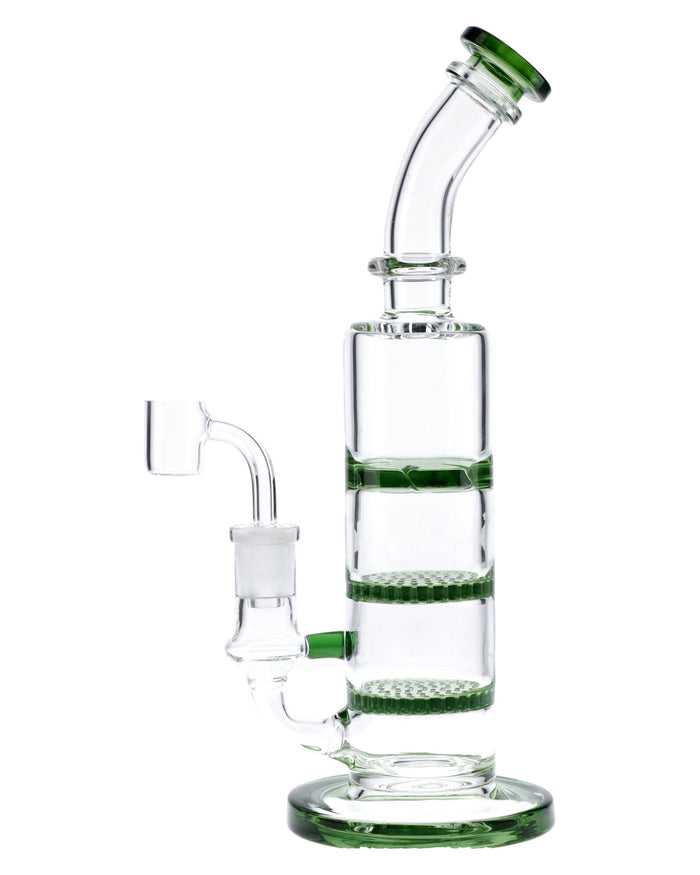 9.5” Bent Neck Dab Rig w/Triple Honeycomb Percolator Valiant