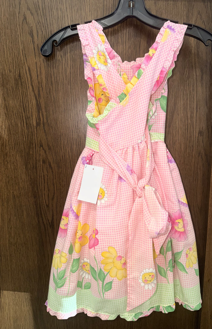 Girl's DAISY KINGDOM Handmade Pink Gingham Floral/Butterfly Dress Size 8
