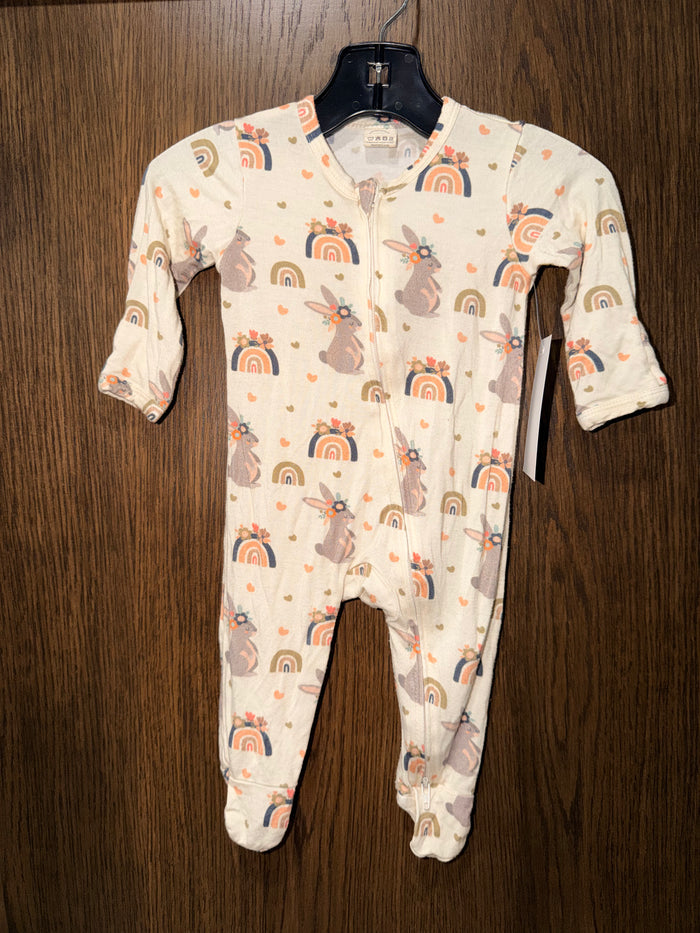 Lakespur Baby Bunny Rainbow Bamboo Footie 0-3mos