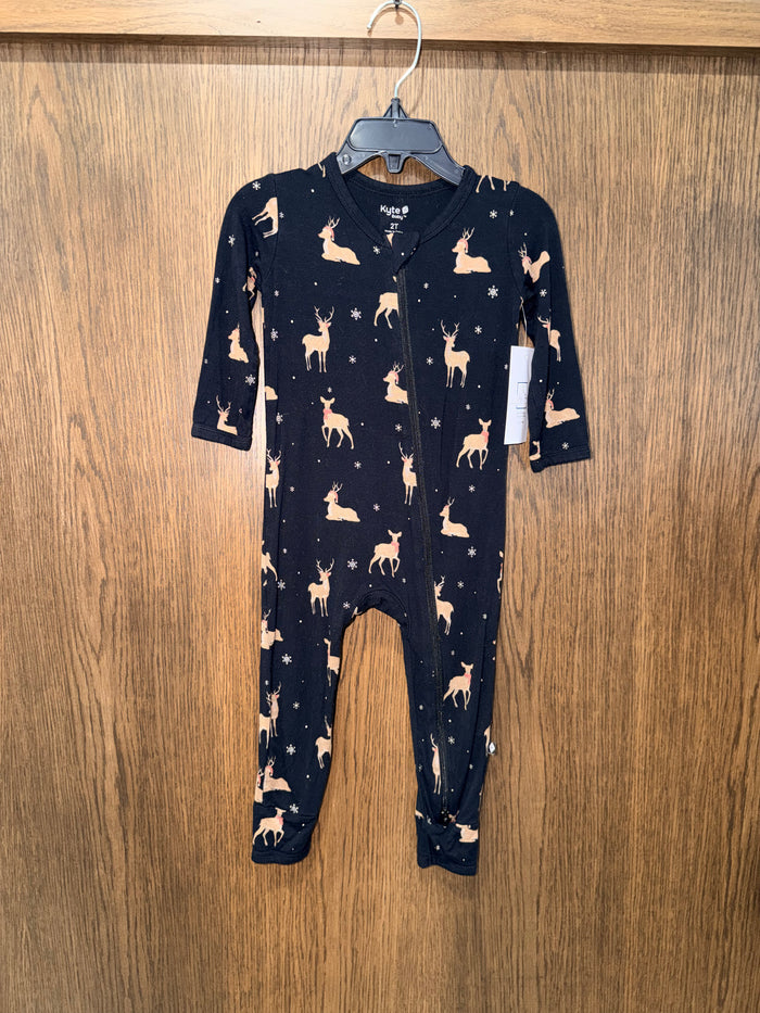 Kyte Baby Midnight Reindeer Bamboo Zip Romper 2T