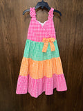 Bonnie Jean Girls Gingham Seersucker Dress Size 6 EUC