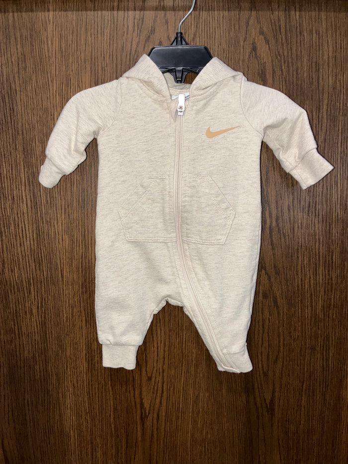 Nike Baby Oatmeal Hooded Coverall Onesie Newborn New Condition